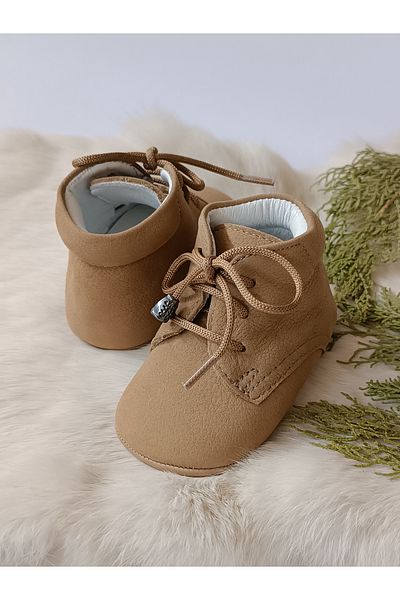 Hodore Nubuck Mink Genuine Leather Baby Booties