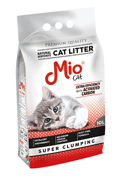 MİO Mio 10 Lt Aktif Karbonlu İnce Taneli Bentonit Kedi Kumu - Aktif Karbonlu Topaklaşan Kedi Kumu 10 Lt