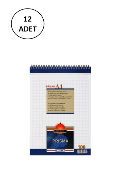 Gıpta غطاء كرتوني حلزوني من Prisma A-4 - 100 ورقة مربعة، 12 قطعة