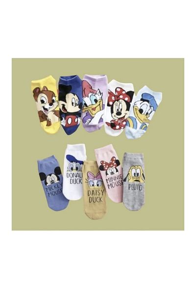 REYNBOO SOCKS 10 чифта дамски сладки многоцветни анимационни шарени ботуши, които могат да се перат, чорапи до глезена