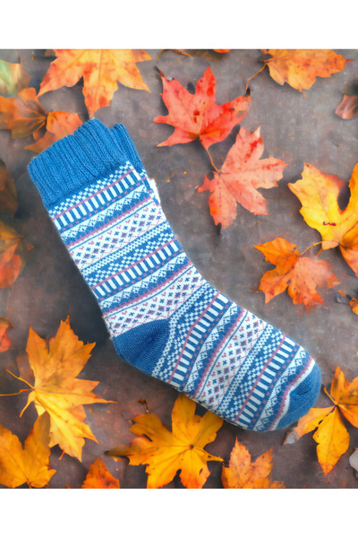 Shopiolog Изключително дебели зимни вълнени чорапи с шарки и скандинавски дизайн