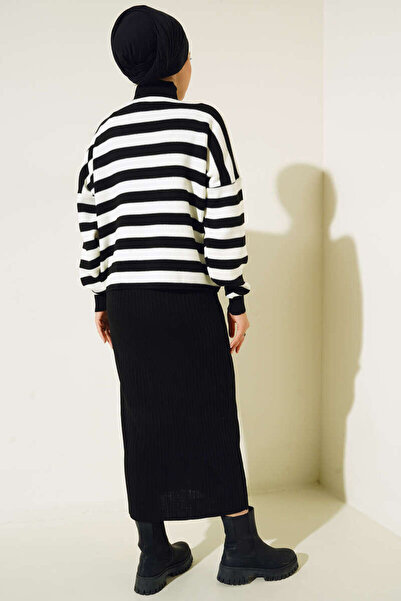 benguen 5105 Turtleneck Gilet Knitwear Suit Black