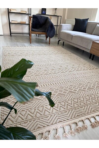 MEVAHALI Eko Halı Soho Sh 14 Beıge Hav Toz Vermez Hasır Dokuma Modern Makine ...