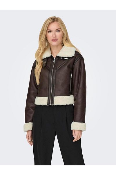 ONLY Γυναικείο μαύρο μπουφάν Betty Faux Suede Bonded Aviator Otw