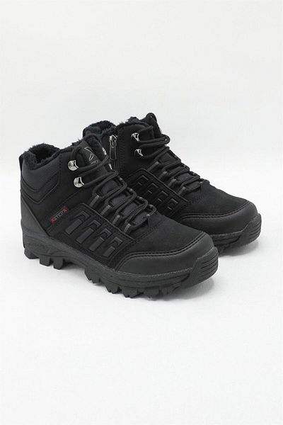 XStep Unisex Μαύρες μάλλινες μπότες εσωτερικά με φερμουάρ X Step