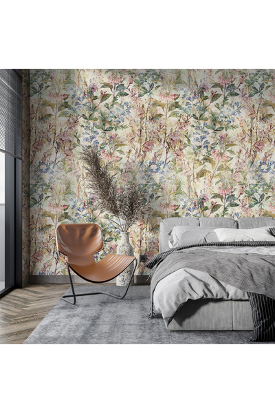 Plustablo Pastel Tonlarda Çiçekli Yatak Odası Duvar Kağıdı, Salon için Duvar Kağıdı, Otel için Duvar Kağıtları