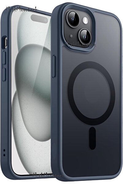 m.tk moveteck İphone 15 Kılıf Kamera Yükseltili Magsafe Şarj Destekli Mat Renkli Kenarlı Hassas Buton Kapak Flet