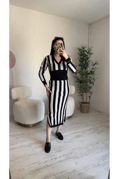 Zilolafashionhouse Çizgili triko elbise