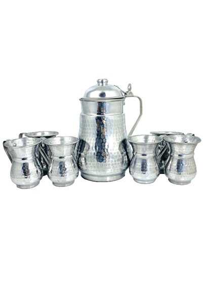 Tiesa Home Alüminyum 7 Parça Dövme Desenli Su Sürahi Bardak Takımı Seti