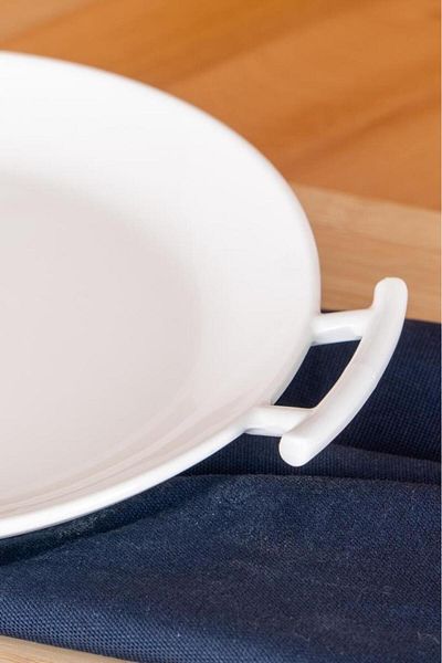 ACAR Bianco Perla Porcelain Serving Plate with Handle Round White 22.5 Cm - SCT-05381