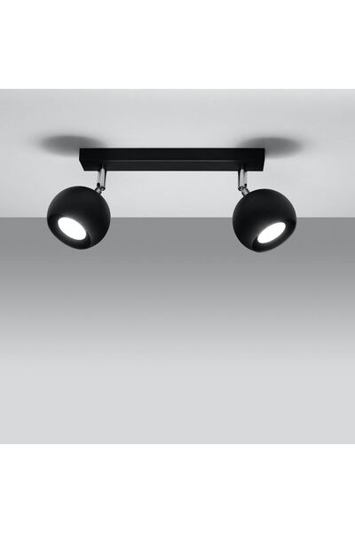Rsylight Retro Siyah 180 Derece Hareketli Modern Spor 2 Li Led spot Avize Günışığı Ampullü