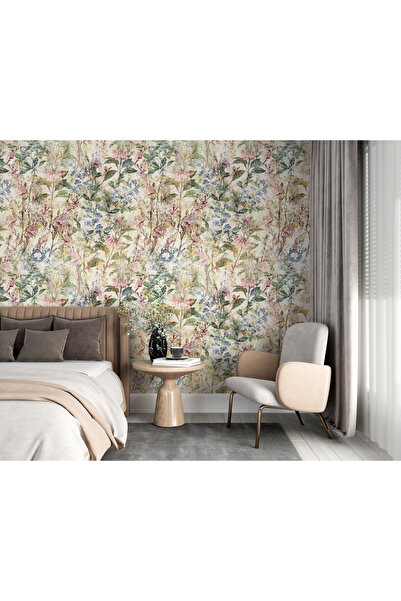 Plustablo Pastel Tonlarda Çiçekli Yatak Odası Duvar Kağıdı, Salon için Duvar Kağıdı, Otel için Duvar Kağıtları