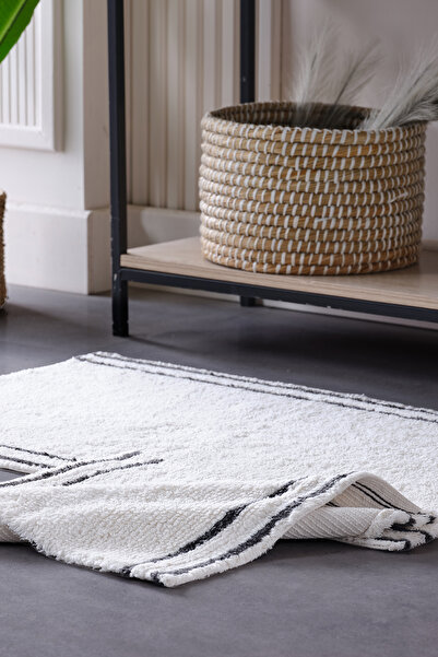 Doqu Home 2-Piece Bath Mat Cotton Dora Cream-Anthracite 60x100 cm/50x60 cm