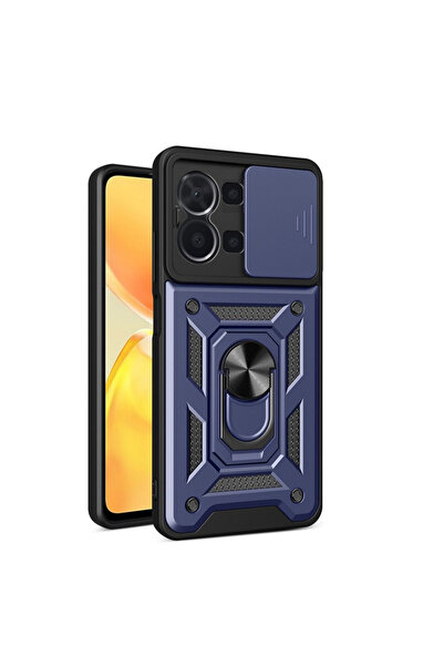 Gpack Vivo Y36 Kılıf Sert Silikon Tank Aramid Sürgülü Vega Yüzüklü Lacivert
