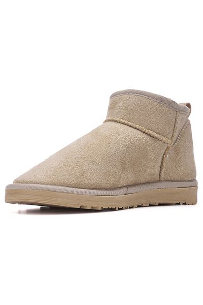 İmerShoes Μπεζ Μίνι Μπότες - Suede U19 με μοτίβο, χαμηλό πάτο και γούνα