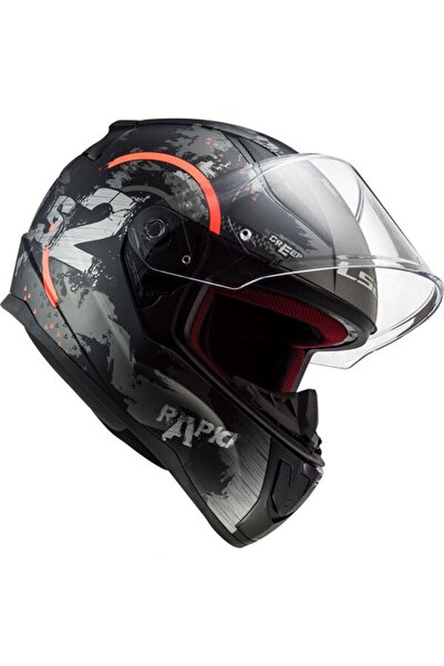 LS2 Rapıd Cırcle Mat Tıtanıum-turuncu Kask
