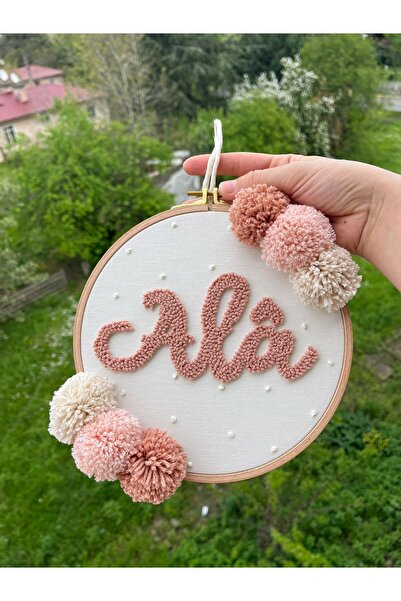 punch passion Bebek kapı süsü, hastane kapı süsü,  27 cm, punch nakışlı, isim...