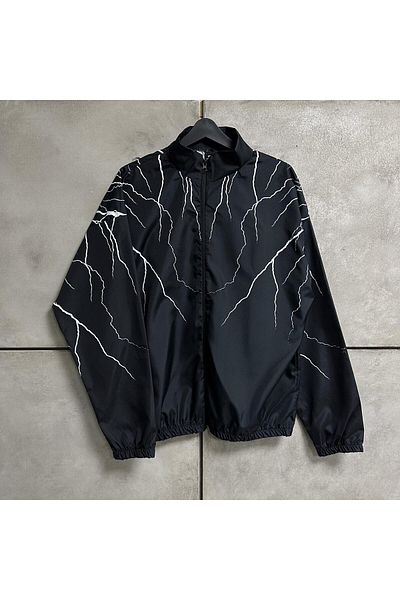 Baycombine35 Unisex Black Lightning Patterned Raincoat