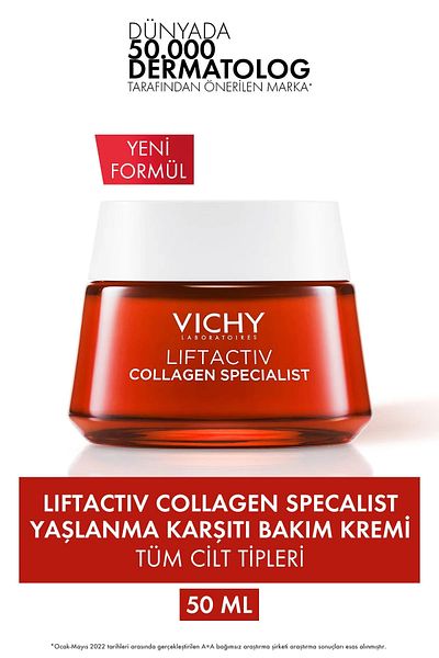 Vichy Liftactiv Collagen - 50 ml Ageing Care Cream with Peptides and Vitamin C