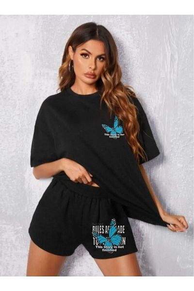 AY MONTANA Lunavista Oversize Butterfly Printed Shorts and T-shirt Set