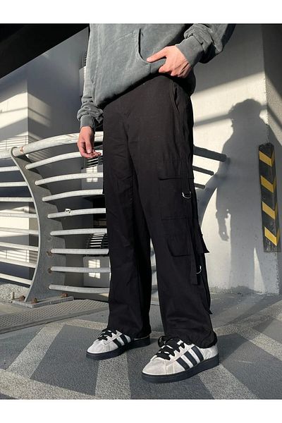 Gofeel Y2k Λεπτομερές Oversize Baggy Tech Παντελόνι με λουράκι