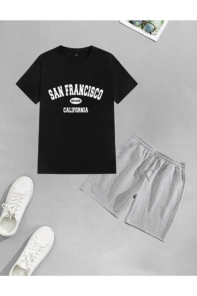 AY MONTANA LUNAVISTA Unisex San Francisco Printed Shorts-T-shirt set