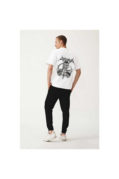 AY MONTANA LUNAVISTA Skeleton Printed White T-Shirt - Black Tracksuit Bottom Top Set