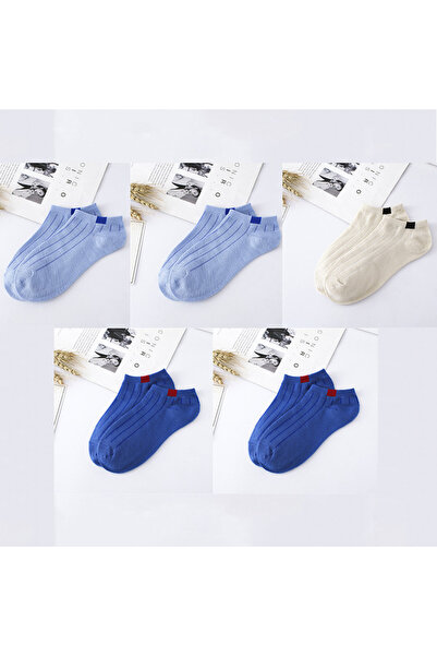 çorapmanya 5 Çift Çok Renkli Kadın Bilek Boy Koton Patik