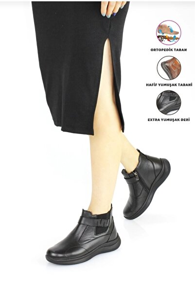 Forelli Kadın Bağcıksız Fermuarlı Hakiki Deri Ortopedik Hafif Günlük Bot F24/B27951 EMMA 27951