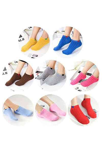 çorapmanya 10 Çift Çok Renkli Kadın Bilek Boy Koton Patik