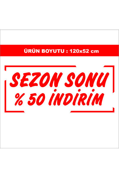 2MAKREKLAM Mağaza Vitrin (Sezon Sonu %50) İndirim Yazısı Sticker. 120x52 cm
