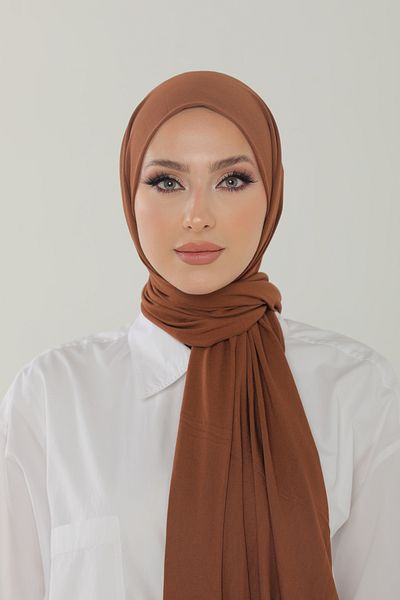 Beyzak Red Brown Luxury Combed Cotton Shawl - Women's Hijab Jersey Hijab Lycra Shawl