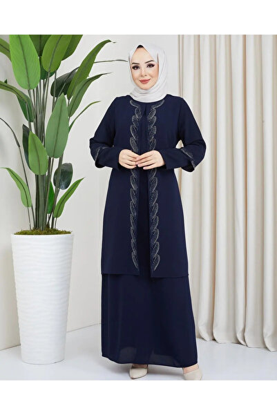 VANEX Büyük Beden Taş Işlemeli Anne Abiye