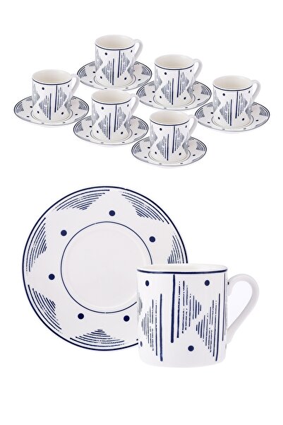 Emsan Estrella New Bone 6 Kişilik Kahve Fincan Takımı 90 ml Lacivert