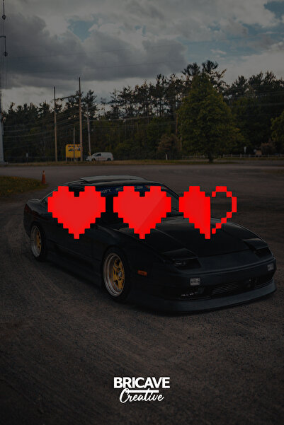 Bricave Pixel Art Kalp JDM Araba-Motosiklet Cam Etiket Sticker 20x5,6cm