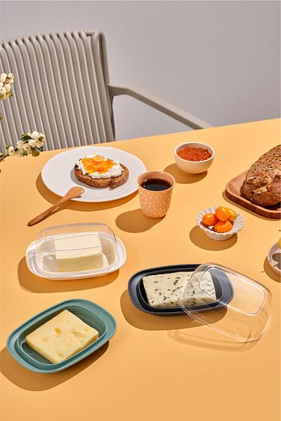 Vienev Anthracite Set of 3 Transparent Lids Breakfast Storage Container