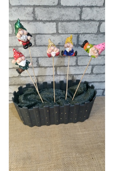 RENKLİMASALTASARIMLAR Renkli cüceler 5 li Saksı Süsü Seti - Taş Figür - Saksı...