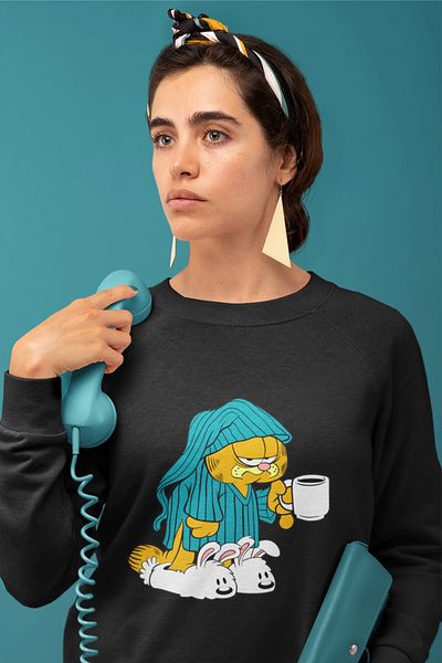 macklin Hanorac unisex pentru bărbați, Garfield, cu design special, cu imprimeu, cu gâtul turnat