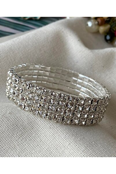ELİF TAKI AKSESUAR Four Row Silver Waterway Flexible Bracelet