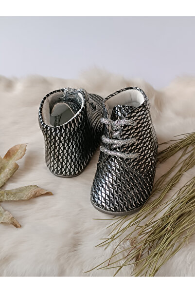 Hodore Black Printed Genuine Leather Baby Booties
