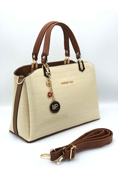 mıchael polo Croco Detailed Women's Hand and Shoulder Bag 5 Compartments Crea...