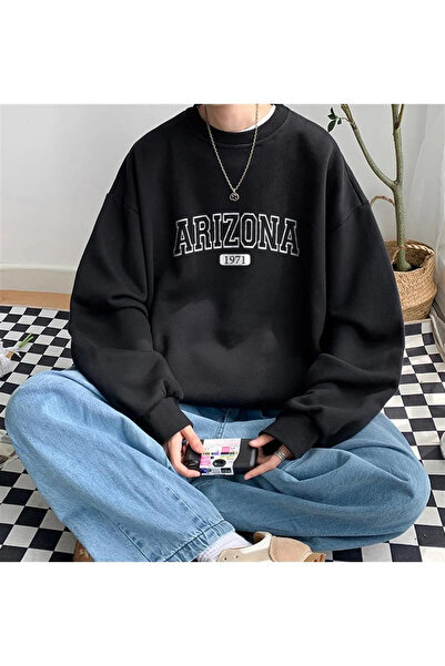 Gofeel Harajuku Street Arizona Hanorac negru unisex supradimensionat cu impri...