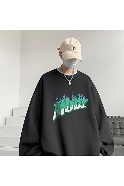 Gofeel Harajuku Street Mode Hanorac negru unisex supradimensionat cu imprimeu...