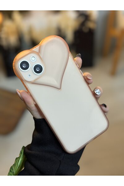 Go Aksesuar Heart Model Transparent Case Compatible with iPhone 13 and 14