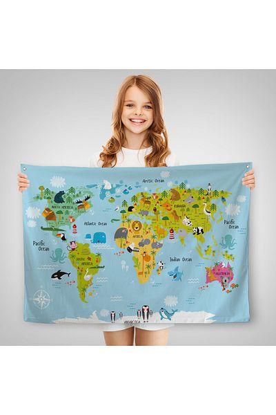 Doğal Tercih 1007 Model Children's Room - Animals, World and World Map