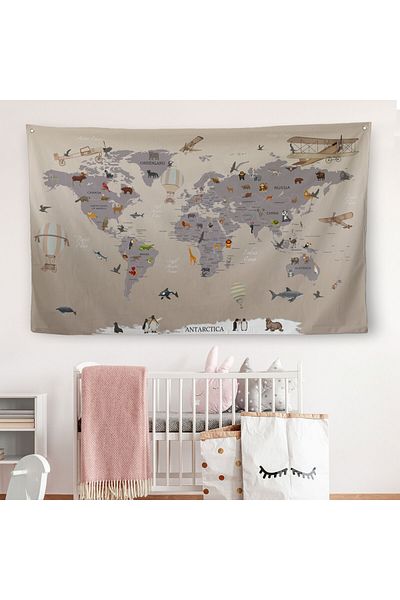 Doğal Tercih 3814 Model Educational World Map - Children's and Baby's Room Wall Cover-Carpet