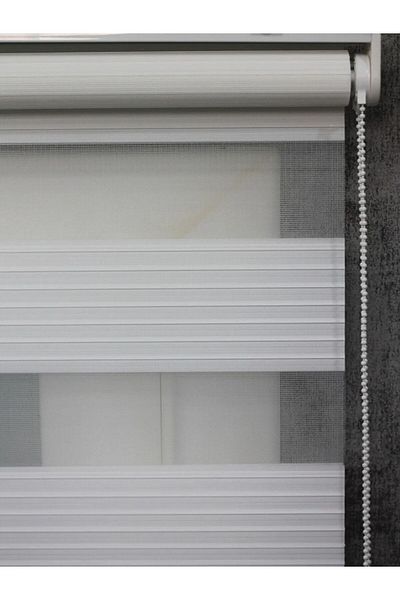 BigPazar White Zebra Patterned Wide Pleated Sliceless Sunshade - Aluminum Case