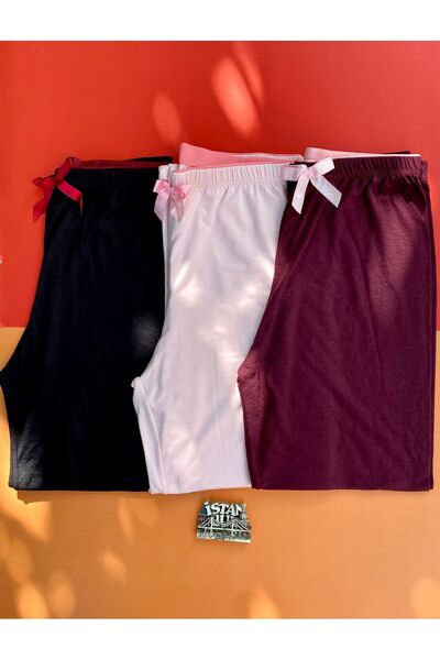 VicTroy بيجامة نسائية عالية الخصر مكونة من 3 قطع بلون البرقوق والأسود والوردي ومزينة بفيسكوز من القماش