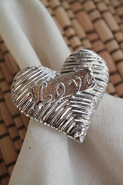 Emtory Home 6 komada srebrnih metalnih prstenova za salvete u obliku srca - P...