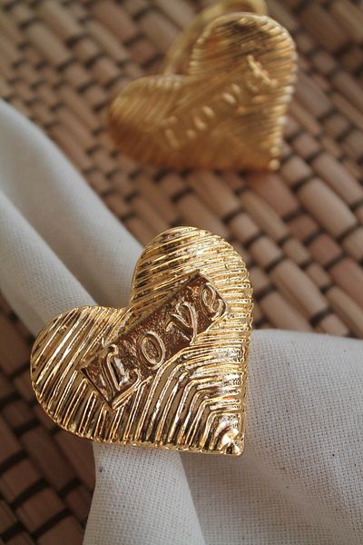 Emtory Home 6 Τεμάχια Gold Love Heart Μεταλλικό Δαχτυλίδι Χαρτοπετσέτας - Κρεμάστρα
